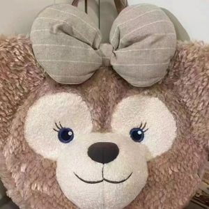 Plush Duffy Bear Big Face Bag - Versatile Cartoon Teddy Bear Doll Double Shoulder Handbag in Snow Pear Rose - Y2K Style