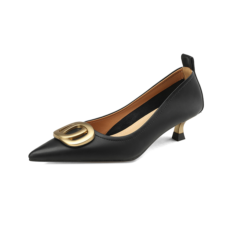 Pointed Toe Stiletto High Heels in Genuine Leather - Commuting Style Shallow Mouth Flats for Effortless Chic Elegance