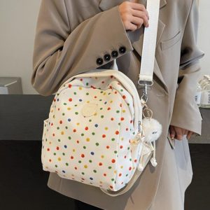Polka Dot Backpack for Women - Fashionable Student Shoulder Crossbody Bag for Autumn & Winter 2024, Perfect for Commuting & Travel