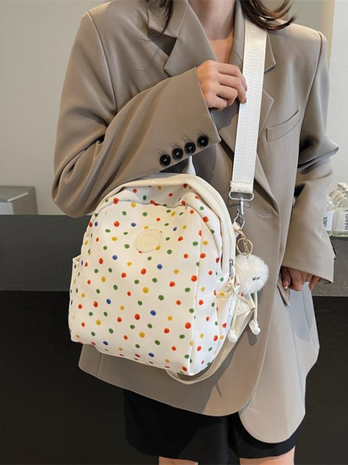 Polka Dot Backpack for Women - Fashionable Student Shoulder Crossbody Bag for Autumn & Winter 2024, Perfect for Commuting & Travel Polka Dot Backpack for Women - Fashionable Student Shoulder Crossbody Bag for Autumn & Winter 2024, Perfect for Commuting & Travel