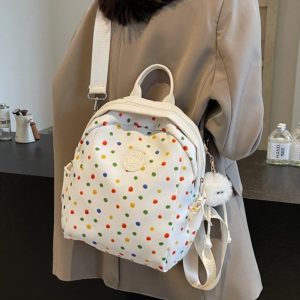 Polka Dot Backpack for Women - Fashionable Student Shoulder Crossbody Bag for Autumn & Winter 2024, Perfect for Commuting & Travel