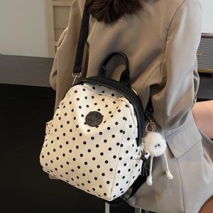 Polka Dot Backpack for Women - Fashionable Student Shoulder Crossbody Bag for Autumn & Winter 2024, Perfect for Commuting & Travel