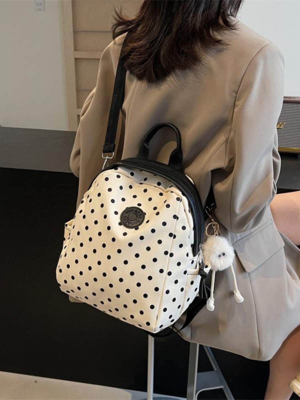 Polka Dot Backpack for Women - Fashionable Student Shoulder Crossbody Bag for Autumn & Winter 2024, Perfect for Commuting & Travel Polka Dot Backpack for Women - Fashionable Student Shoulder Crossbody Bag for Autumn & Winter 2024, Perfect for Commuting & Travel
