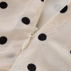 Polka Dot Print Ruffled V-Neck Puff Sleeve Dress for Women - Slimming Waist-Defining Long Dress, Perfect for 90s and Y2K Style