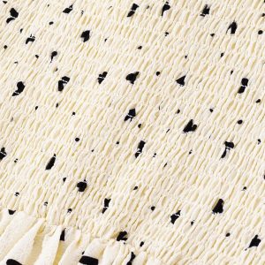 Polka Dot Short Sleeve Dress for Women - French Heart Design, Long Skirt, Summer 2025 Fashion, Cute and Trendy Look