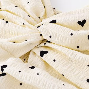 Polka Dot Short Sleeve Dress for Women - French Heart Design, Long Skirt, Summer 2025 Fashion, Cute and Trendy Look