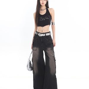 Pure Desire Chain Neckline Hot Girl Tank Top - Niche Design for 2024 Early Spring - Trendy 90s Inspired Style