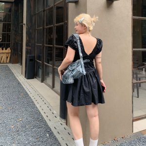 Pure Desire Light Mature Style Deep V-Neck Plus Size Super Slim High Waist Sexy Summer Dress for Women