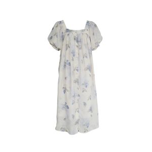 Purple Dream Butterfly Tie-Dye Tassel Short Sleeve Dress for Women - Summer Loose Fit Puff Sleeve Square Neck Fashion Dress