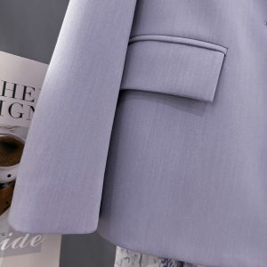 Purple French-Style Women's Blazer - Textured Suit Jacket for Spring & Autumn - Gentle Socialite Look - Age-Reducing Fashion 2025