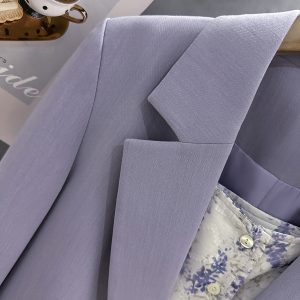 Purple French-Style Women's Blazer - Textured Suit Jacket for Spring & Autumn - Gentle Socialite Look - Age-Reducing Fashion 2025