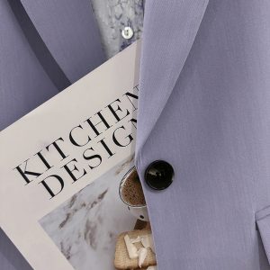 Purple French-Style Women's Blazer - Textured Suit Jacket for Spring & Autumn - Gentle Socialite Look - Age-Reducing Fashion 2025