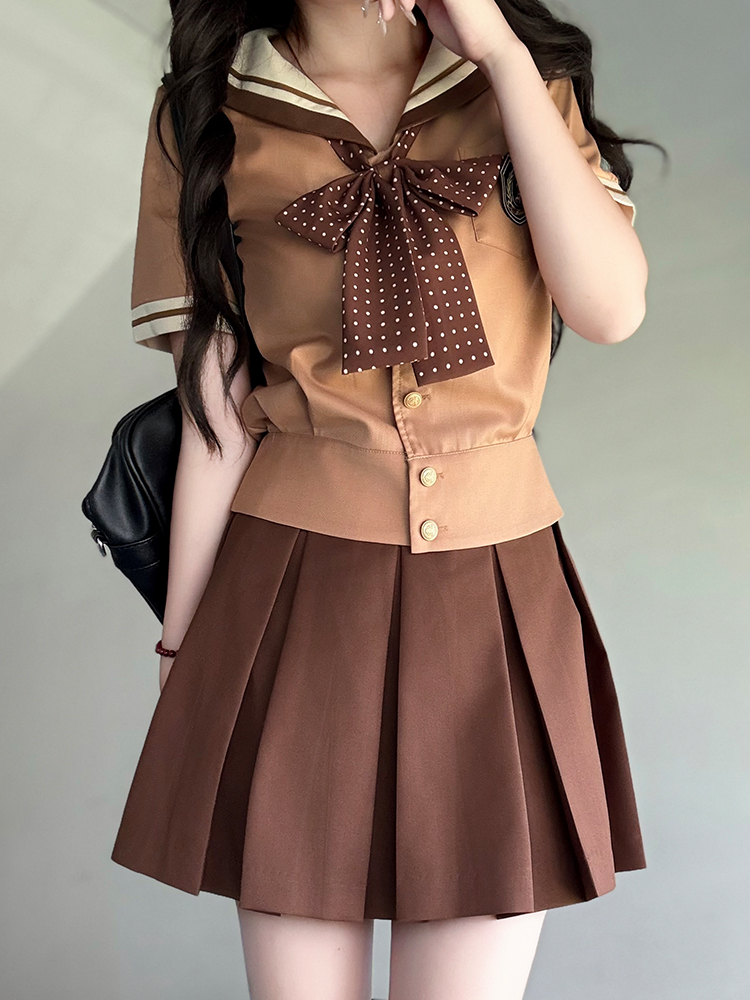 Purple Pudding Bear JK Uniform Sailor Suit - College Style Short Sleeve Set with Navy Collar for a Cute Y2K Look Purple Pudding Bear JK Uniform Sailor Suit - College Style Short Sleeve Set with Navy Collar for a Cute Y2K Look