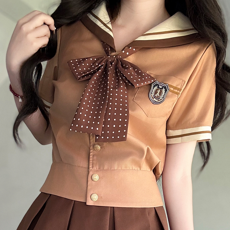 Purple Pudding Bear JK Uniform Sailor Suit - College Style Short Sleeve Set with Navy Collar for a Cute Y2K Look Purple Pudding Bear JK Uniform Sailor Suit - College Style Short Sleeve Set with Navy Collar for a Cute Y2K Look