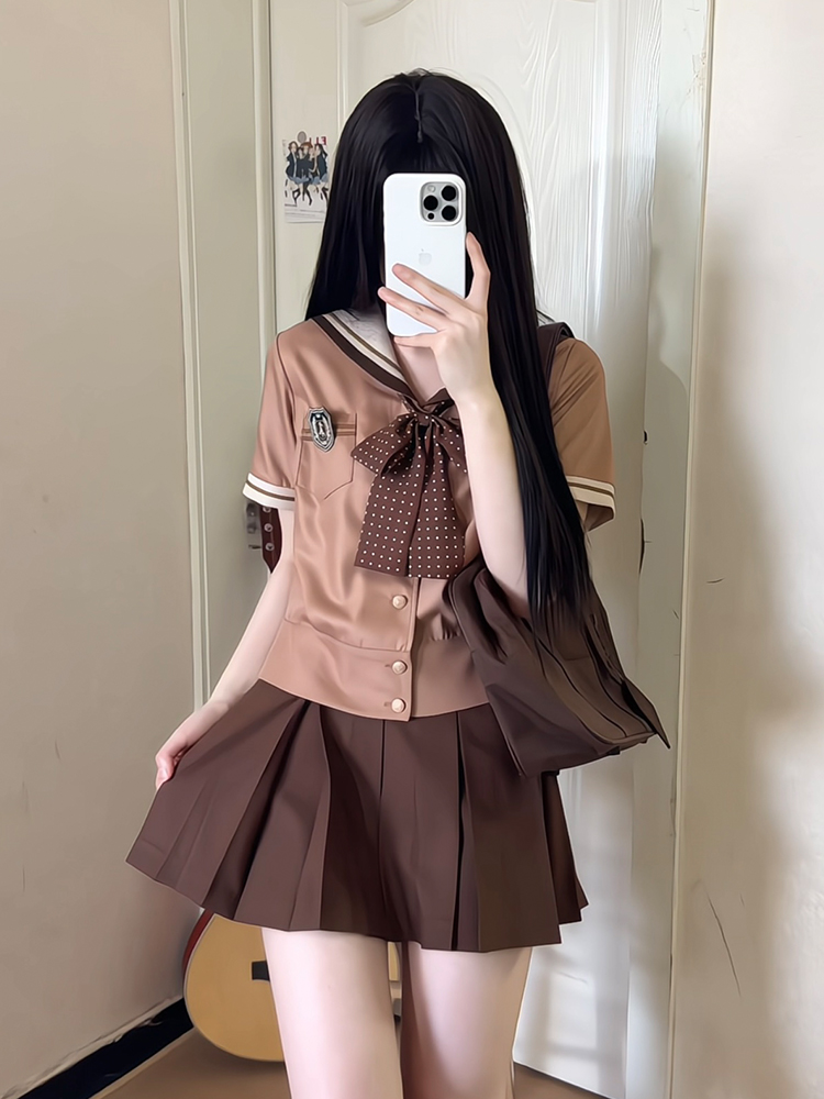 Purple Pudding Bear JK Uniform Sailor Suit - College Style Short Sleeve Set with Navy Collar for a Cute Y2K Look Purple Pudding Bear JK Uniform Sailor Suit - College Style Short Sleeve Set with Navy Collar for a Cute Y2K Look