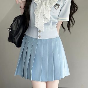 Purple Pudding Bear JK Uniform Sailor Suit - Japanese College Style Waist-Defined Navy Collar Set for Trendy Y2K Fashion