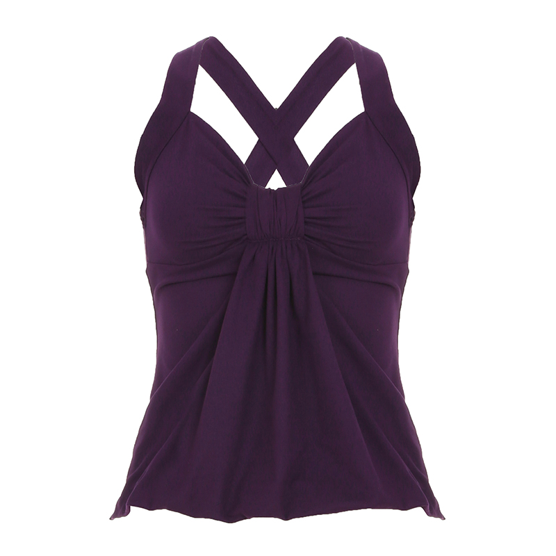 Purple Rhythm Knotted Butterfly Chest Women's Cross-Back Pleated Vintage French Camisole - Y2K Inspired Fashion Top
