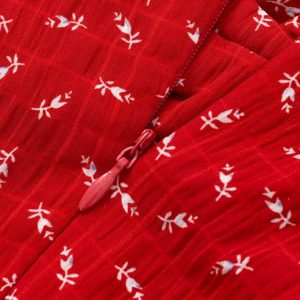 Red Floral Spaghetti Strap Dress for Women - 2025 Summer Ruffled Beach Vacation Dress in 90s Style