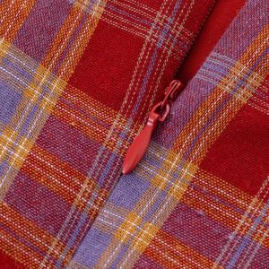 Red Plaid French V-Neck Summer Long Dress - 2025 New Arrival, Waist-Defining and Slimming, Perfect for Vacation Style