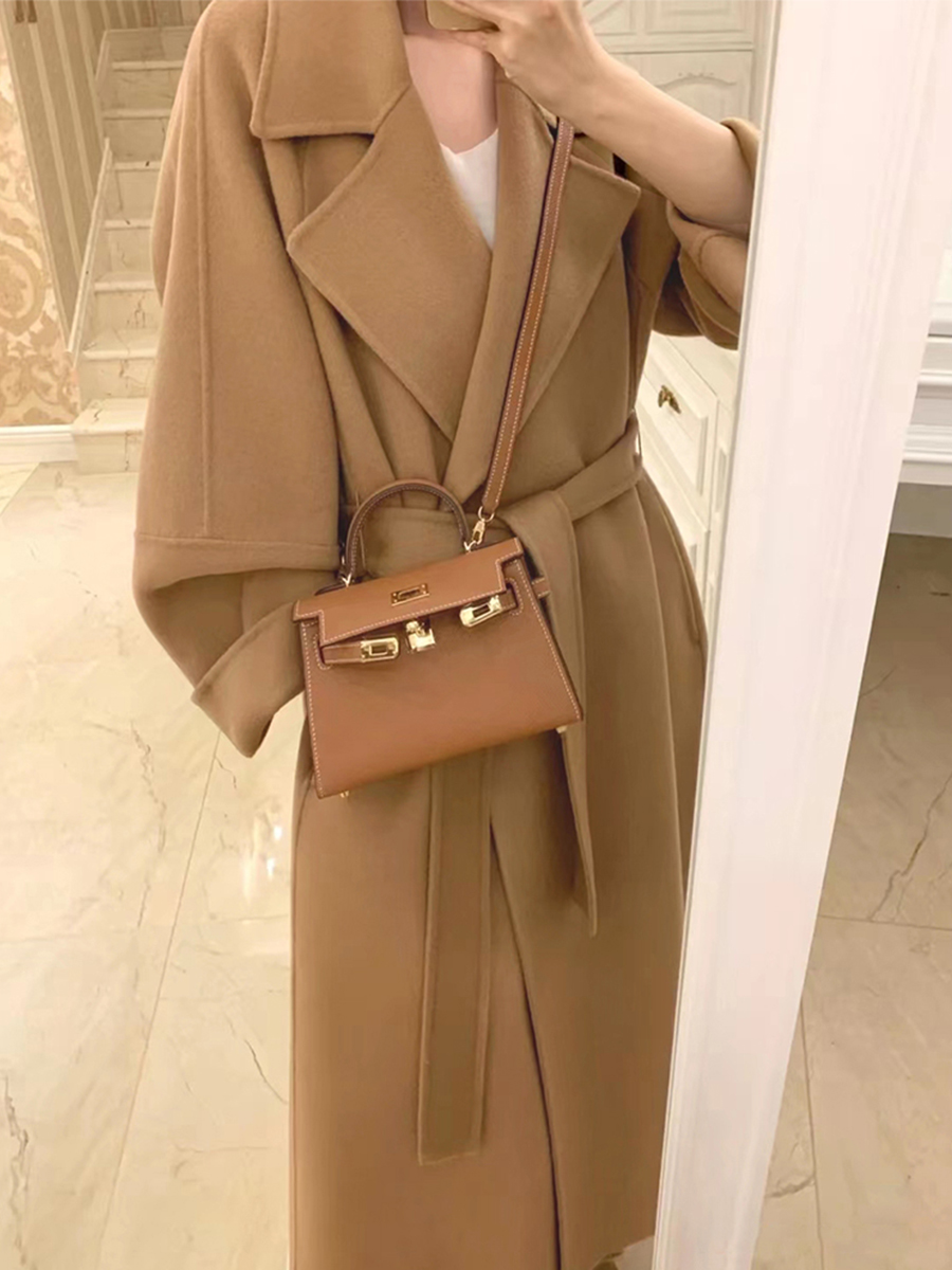 Red Reversible Cashmere Coat for Women - Autumn Winter 2024 Petite High-End Woolen Bathrobe Style Outerwear Red Reversible Cashmere Coat for Women - Autumn Winter 2024 Petite High-End Woolen Bathrobe Style Outerwear