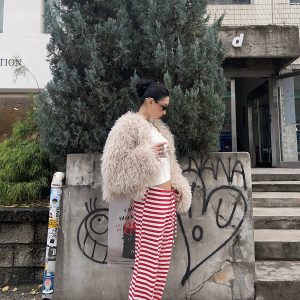 Red Striped Pants - Christmas Series, Festive Holiday Style, Cozy Winter Fashion, Trendy 90s Inspired Look