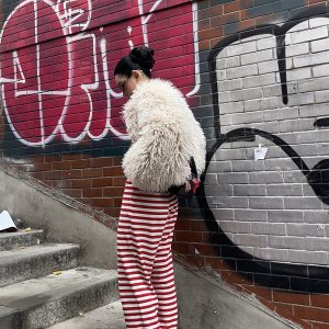Red Striped Pants - Christmas Series, Festive Holiday Style, Cozy Winter Fashion, Trendy 90s Inspired Look