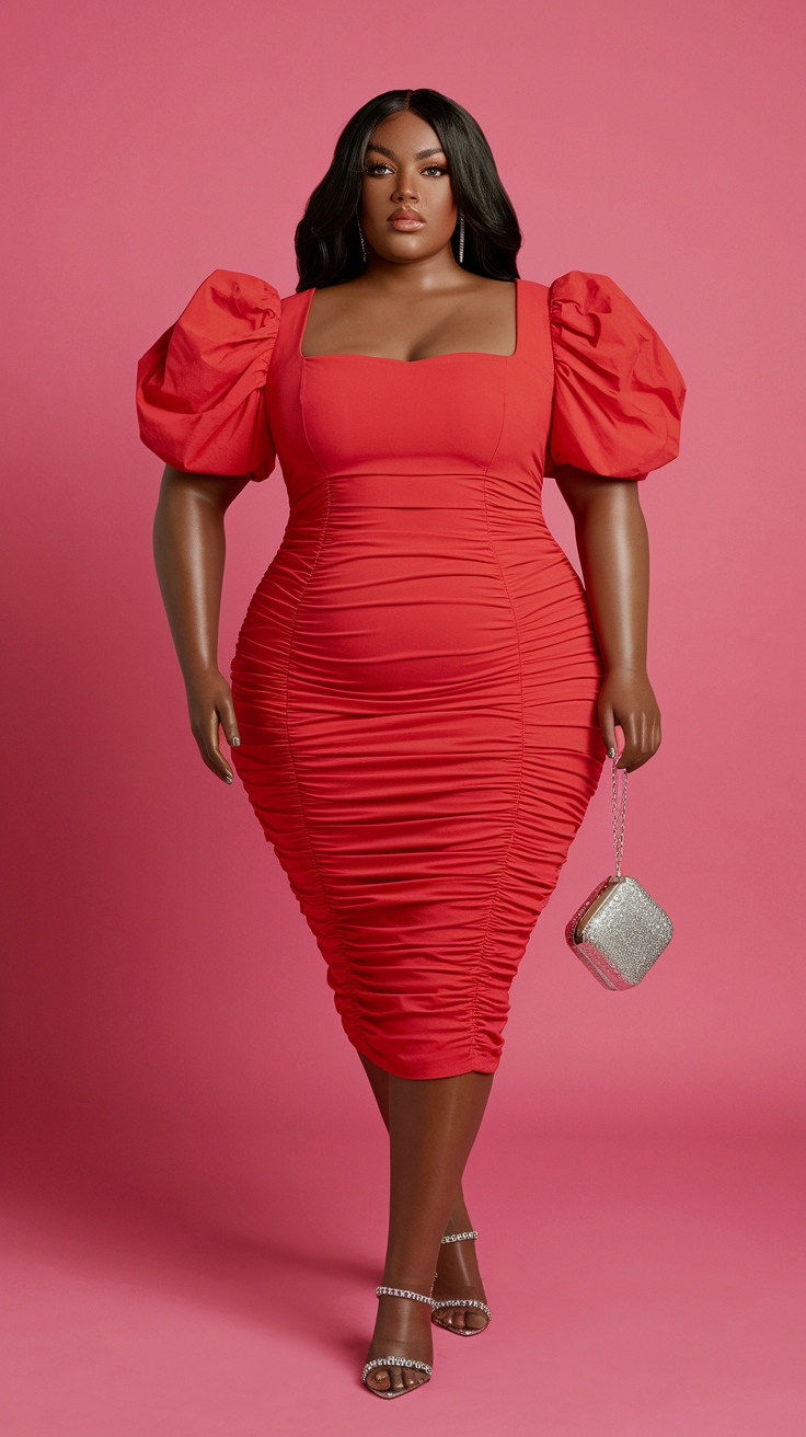 Flattering Red Dress for Plus Size Women to Try outfit idea
