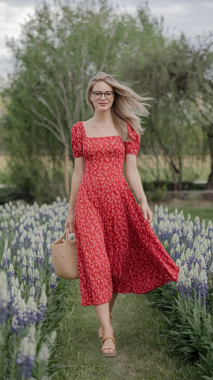 Fresh Red Dress Spring Looks to Try This Season outfit idea