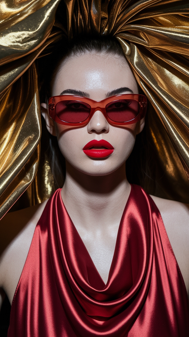 Flawless Red Dress with Red Lipstick Ensembles outfit idea