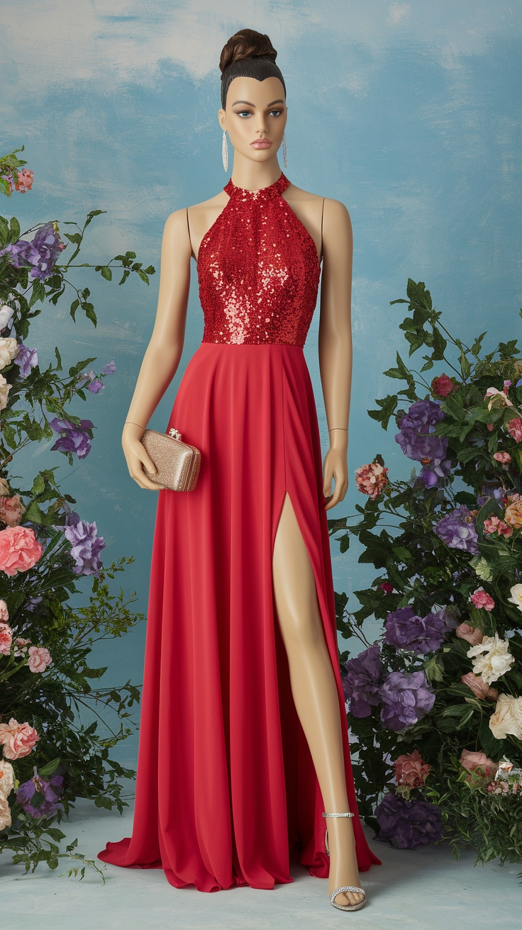 Stunning Red Halter Prom Dress Styles You'll Love outfit idea