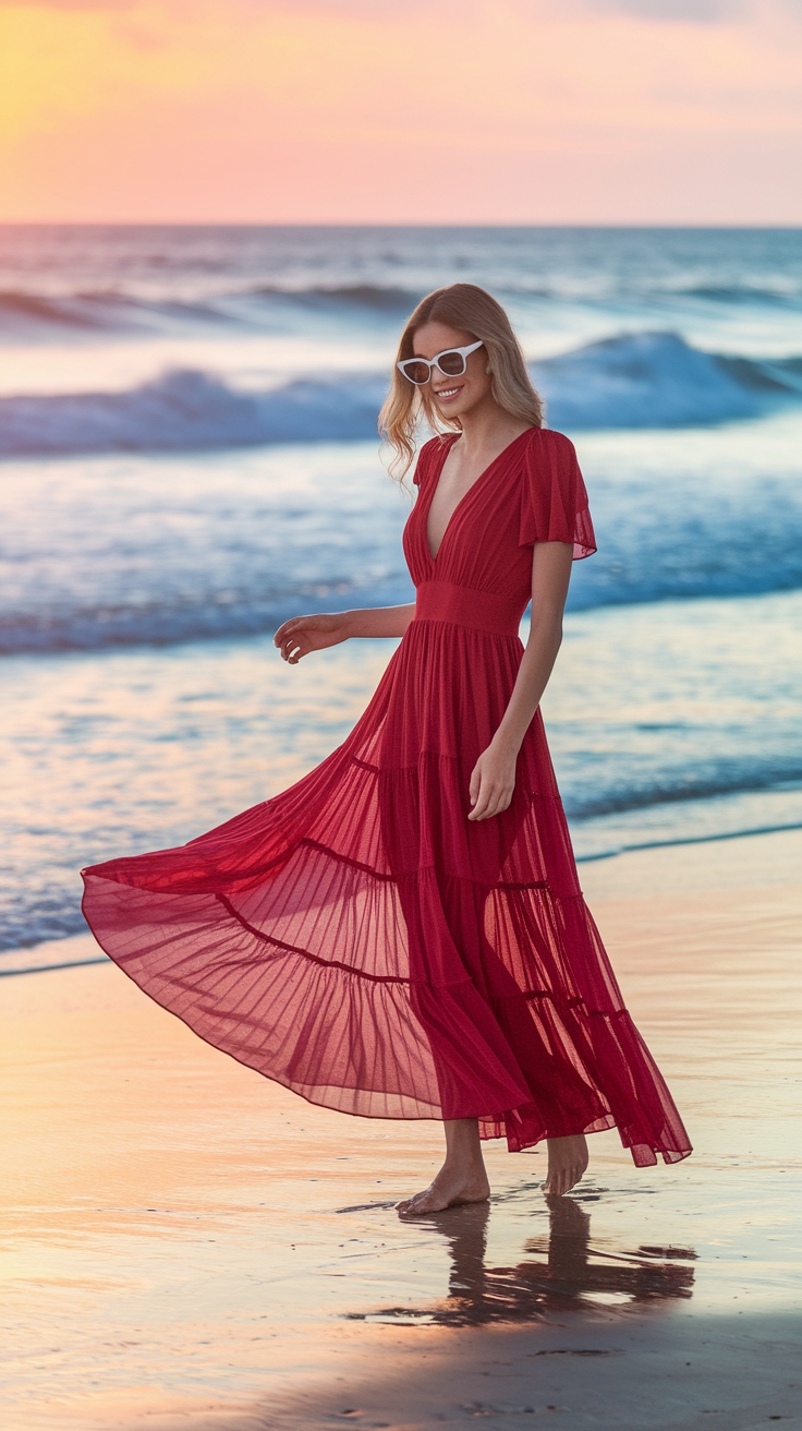 Dazzling Red Maxi Dresses for a Bold Fashion Statement outfit idea