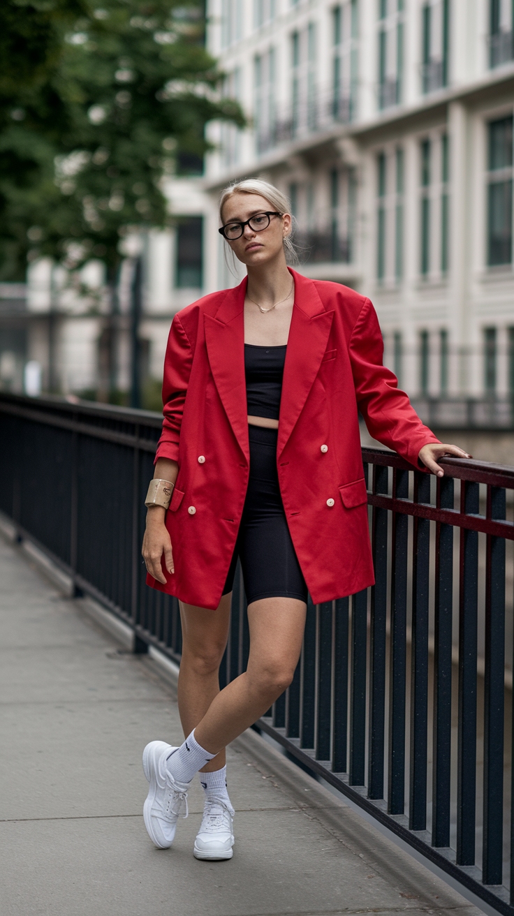 Trendy Red Oversized Blazer Outfit for Fall Fashion outfit idea