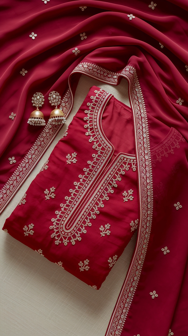 Trendy Red Shalwar Kameez Styles for Modern Wear outfit idea