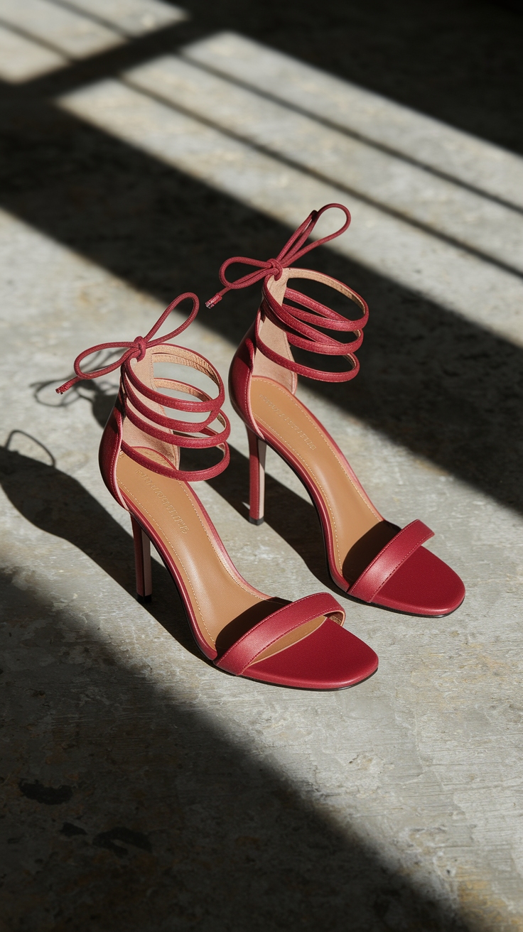 Step Out in Style with Red Strap Heels outfit idea