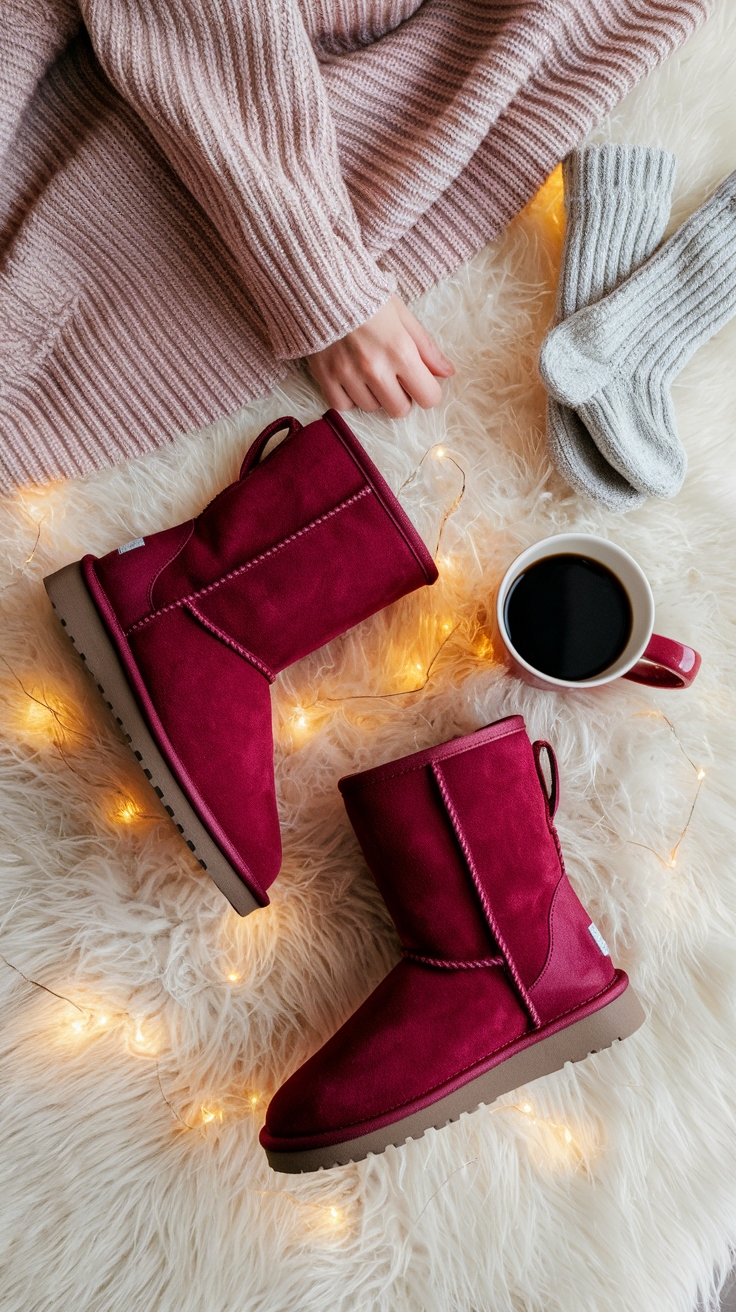 Stay Cozy with Red Ugg Boots This Winter outfit idea