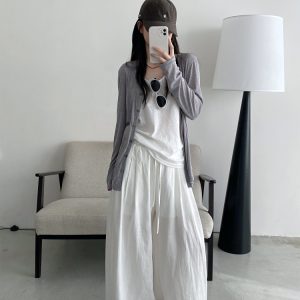 Relaxed Wide-Leg Linen Casual Pants - Comfortable Breathable Floor-Length Draping Trousers for Effortless Old Money Style