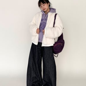 Retro American Curved Blade Split Wide-Leg Jeans - Niche Design Loose Casual Straight Pants for Y2K and 90s Style Fashion