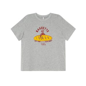 Retro American Hot Dog Embroidered T-Shirt for Women, Summer Loose-Fit Pure Cotton Top, Casual 90s Style