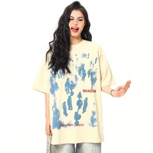 Retro American Life Graphic Printed Short Sleeve T-Shirt for Men and Women, Summer Casual Pure Cotton Couple Tee