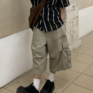 Retro American-Style Loose Wide-Leg Cargo Pants with Large Pockets for Men and Women - Summer Casual Functional Shorts