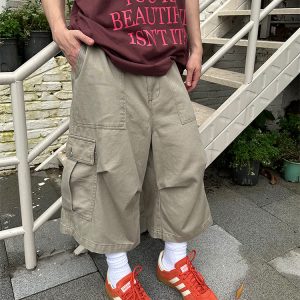 Retro American-Style Loose Wide-Leg Seven-Point Workwear Shorts for Men and Women - Trendy Summer Casual High-End Fashion