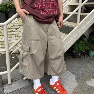 Retro American-Style Loose Wide-Leg Seven-Point Workwear Shorts for Men and Women - Trendy Summer Casual High-End Fashion