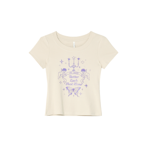 Retro Angel Print Slim Fit Short Sleeve T-Shirt for Women - Summer 2025 Style, Casual, Y2K, Trendy Top