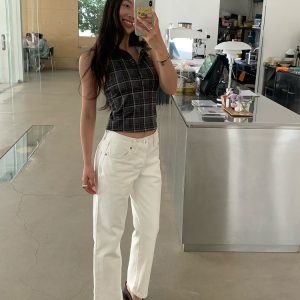 Retro Ankle-Length White Cow Print Capsule Pants - Mid-Low Waist Small Straight Fit, Hip-Enhancing Style, Soap-Scented Design