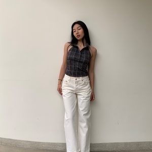 Retro Ankle-Length White Cow Print Capsule Pants - Mid-Low Waist Small Straight Fit, Hip-Enhancing Style, Soap-Scented Design