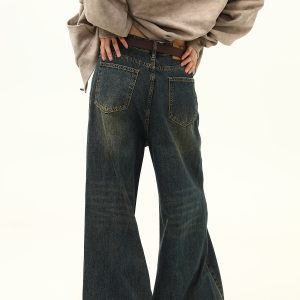 Retro Blue Loose Straight-Leg Jeans for Men and Women - Versatile American-Style Wide-Leg Casual Pants