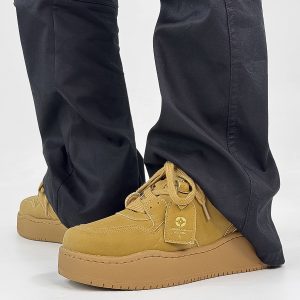 Retro Brown Board Shoes for Men and Women, Thick-Soled Height-Increasing Wheat Casual Sneakers, American-Style Sporty Footwear