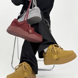 Retro Brown Board Shoes for Men and Women, Thick-Soled Height-Increasing Wheat Casual Sneakers, American-Style Sporty Footwear