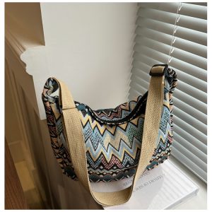 Retro Canvas Crossbody Bag for Women - Ethnic Fashion Versatile Shoulder Dumpling Bag in Lazy Style