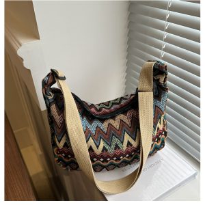 Retro Canvas Crossbody Bag for Women - Ethnic Fashion Versatile Shoulder Dumpling Bag in Lazy Style